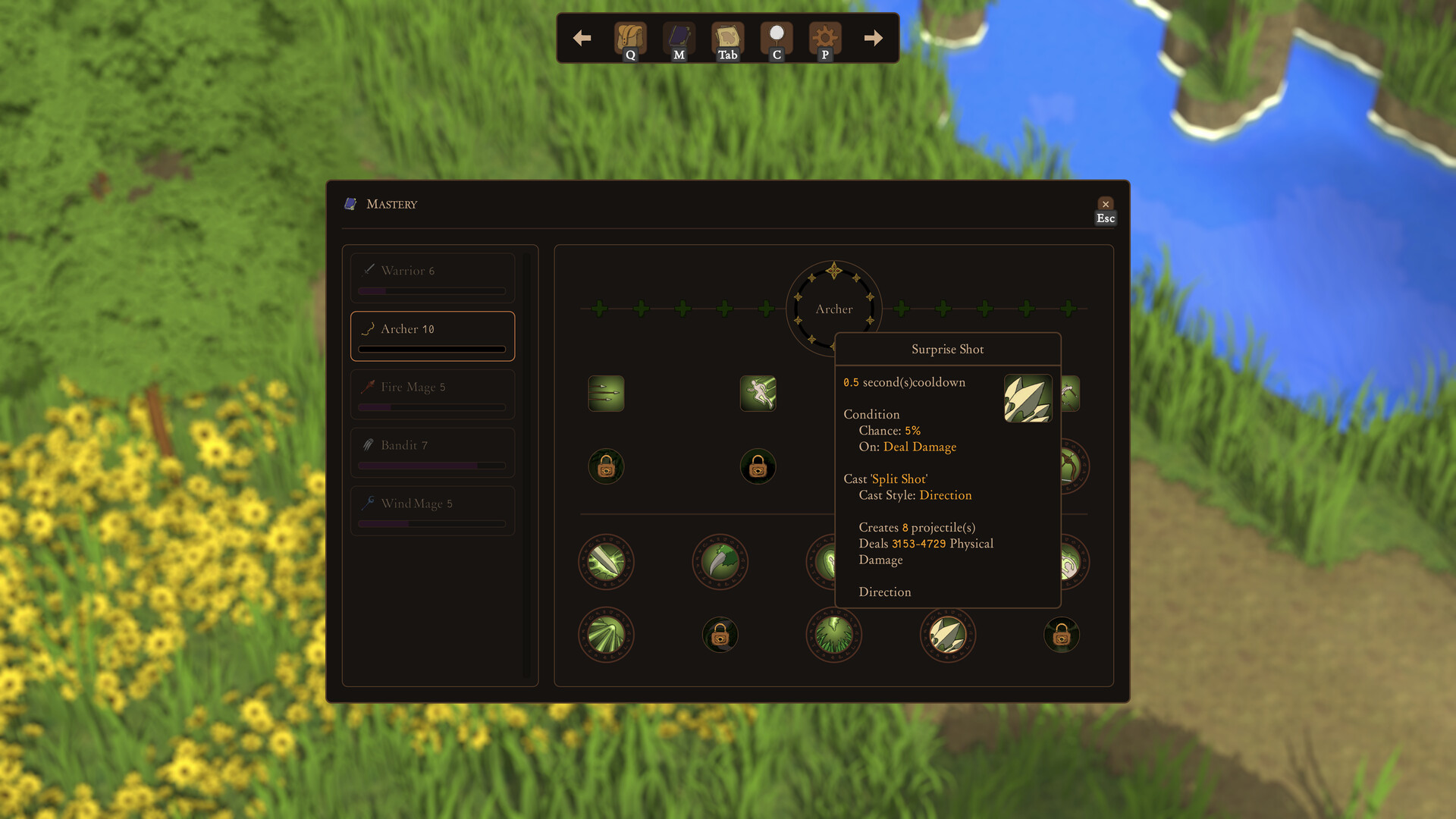 The Archer mastery skill tree.